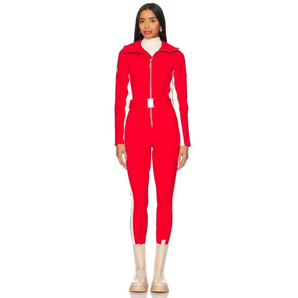 Cordova Ski Suit Snowboarding Waterproof Zip Front Belted Firey Red White Size S - Picture 1 of 16